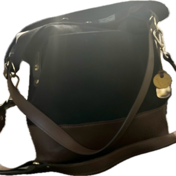 R. Riveter black canvas brown leather tote “Doyle” - Picture 2 of 9